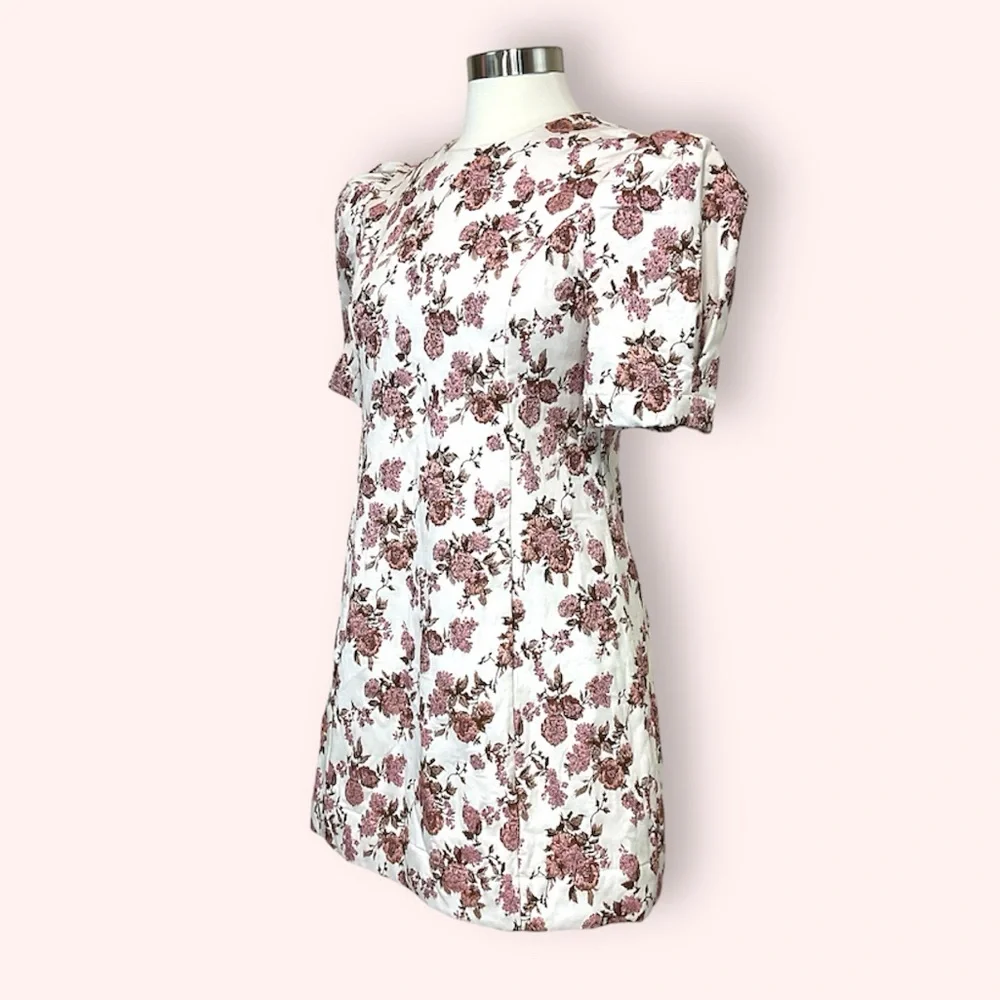 Anthropologie En Saison My World Blush Pink Floral Print Jacquard Mini D… - Picture 5 of 10